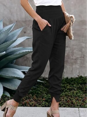 Fashion Regular Fit Plain Ankle-Length Trousers - Image 2