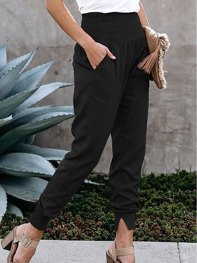 Fashion Regular Fit Plain Ankle-Length Trousers - Image 2