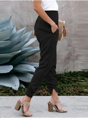 Fashion Regular Fit Plain Ankle-Length Trousers - Image 3