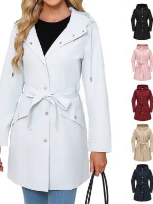 Fashion Regular Fit Plain Hooded Long Sleeve Long Coat - Image 1