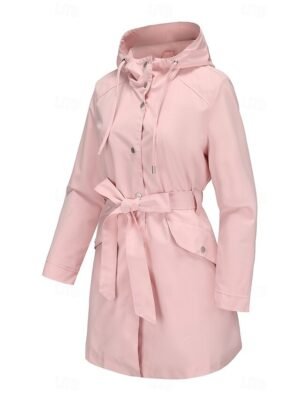 Fashion Regular Fit Plain Hooded Long Sleeve Long Coat - Image 11