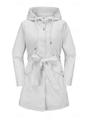 Fashion Regular Fit Plain Hooded Long Sleeve Long Coat - Image 13