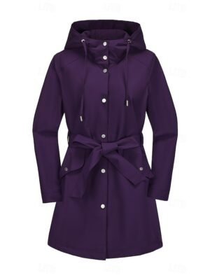 Fashion Regular Fit Plain Hooded Long Sleeve Long Coat - Image 17