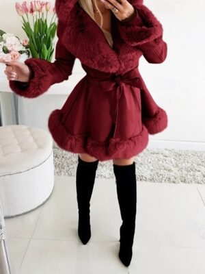 Fashion Regular Fit Plain Hooded Long Sleeve Long Coat - Image 3