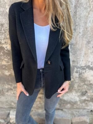 Fashion Regular Fit Plain Long Sleeve Winter Blazer - Image 1