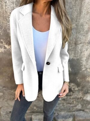 Fashion Regular Fit Plain Long Sleeve Winter Blazer - Image 2