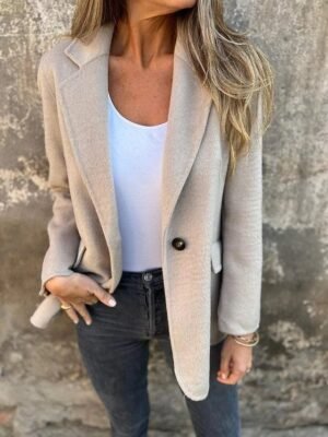 Fashion Regular Fit Plain Long Sleeve Winter Blazer - Image 3