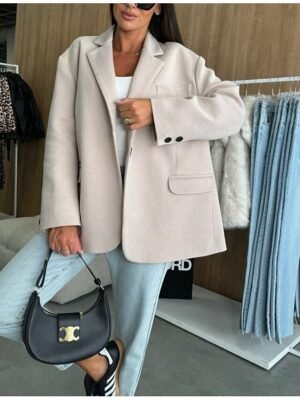 Fashion Regular Fit Plain Long Sleeve Winter Blazer - Image 4