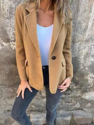 Fashion Regular Fit Plain Long Sleeve Winter Blazer - Image 5