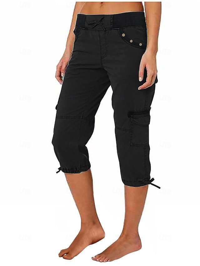 Fashion Regular Fit Plain Natural Knee Length Crop Pants - Image 1