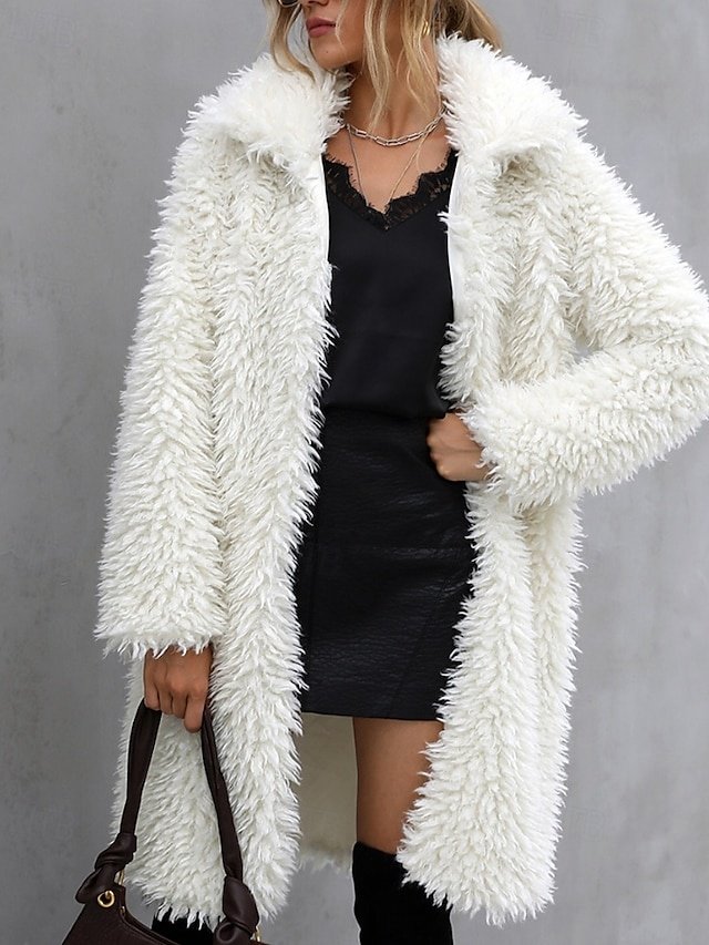 Fashion Regular Fit Plain Turndown Long Sleeve Long Coat - Image 1