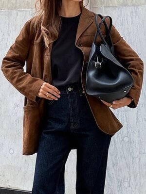 Fashion Regular Fit Plain Turndown Long Sleeve Blazer - Image 1