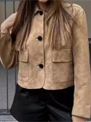 Fashion Regular Fit Plain Turndown Long Sleeve Jacket - Image 1