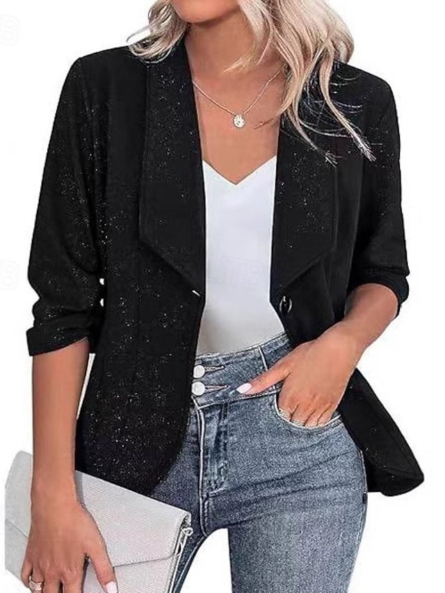 Fashion Regular Fit Plain Turndown Long Sleeve Blazer - Image 1