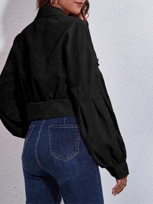 Fashion Regular Fit Plain Turndown Long Sleeve Short Jacket - Image 10