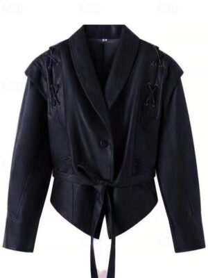 Fashion Regular Fit Plain Turndown Long Sleeve Jacket - Image 11