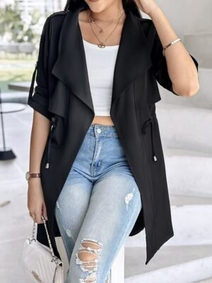 Fashion Regular Fit Plain Turndown Long Sleeve Jacket - Image 11