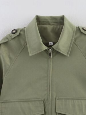 Fashion Regular Fit Plain Turndown Long Sleeve Short Jacket - Image 16