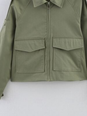 Fashion Regular Fit Plain Turndown Long Sleeve Short Jacket - Image 17