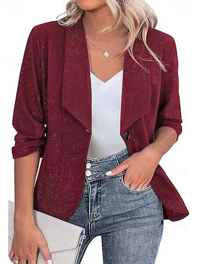 Fashion Regular Fit Plain Turndown Long Sleeve Blazer - Image 2