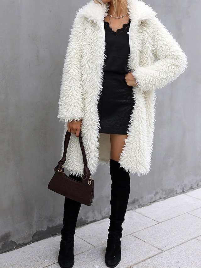 Fashion Regular Fit Plain Turndown Long Sleeve Long Coat - Image 2