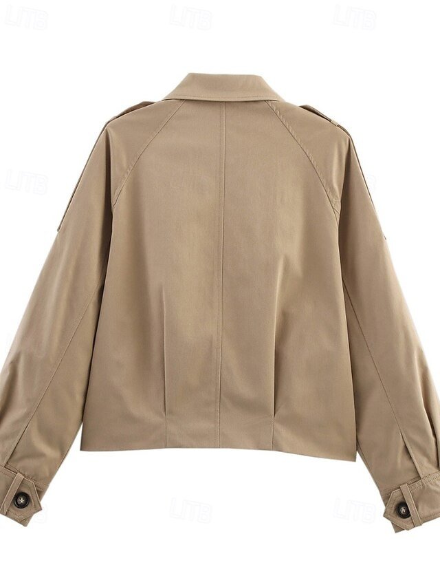 Fashion Regular Fit Plain Turndown Long Sleeve Short Jacket - Image 2
