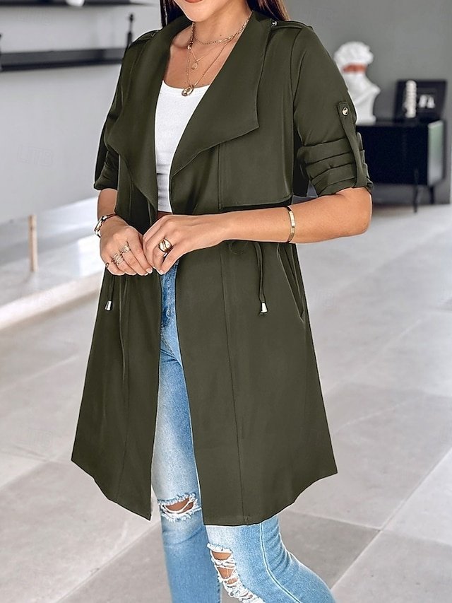 Fashion Regular Fit Plain Turndown Long Sleeve Jacket - Image 2