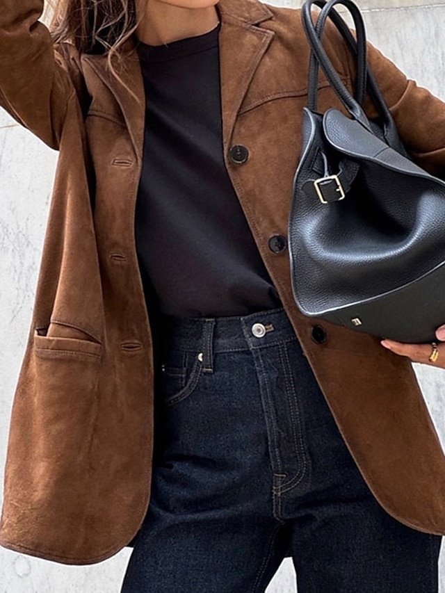 Fashion Regular Fit Plain Turndown Long Sleeve Blazer - Image 2