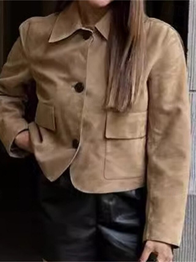 Fashion Regular Fit Plain Turndown Long Sleeve Jacket - Image 2