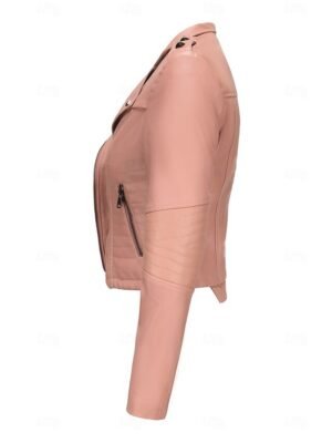 Fashion Regular Fit Plain Turndown Long Sleeve Short Faux Leather Jacket - Image 20