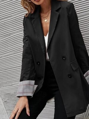Fashion Regular Fit Plain Turndown Long Sleeve Blazer - Image 3