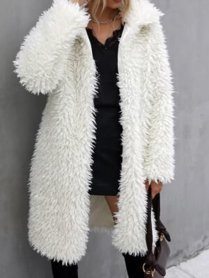 Fashion Regular Fit Plain Turndown Long Sleeve Long Coat - Image 3