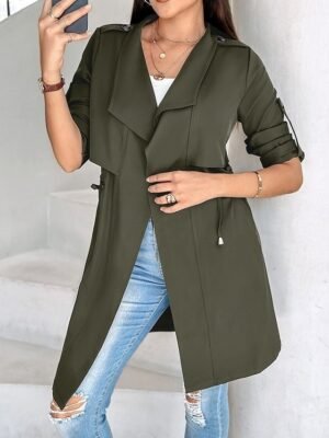 Fashion Regular Fit Plain Turndown Long Sleeve Jacket - Image 3