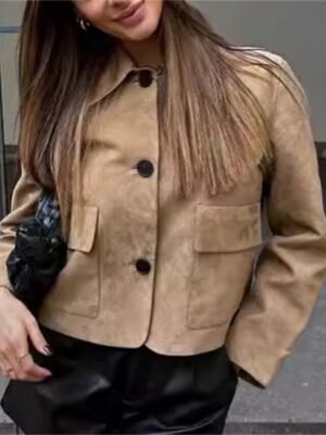 Fashion Regular Fit Plain Turndown Long Sleeve Jacket - Image 3