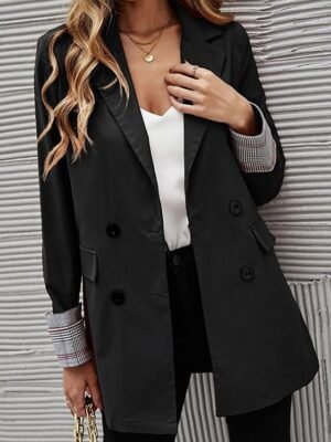 Fashion Regular Fit Plain Turndown Long Sleeve Blazer - Image 4