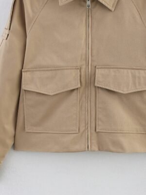 Fashion Regular Fit Plain Turndown Long Sleeve Short Jacket - Image 4