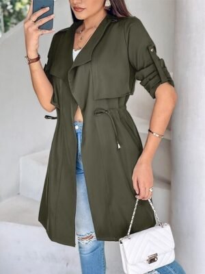 Fashion Regular Fit Plain Turndown Long Sleeve Jacket - Image 4