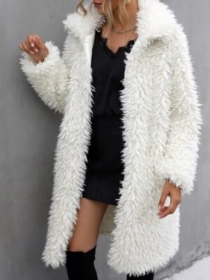 Fashion Regular Fit Plain Turndown Long Sleeve Long Coat - Image 5