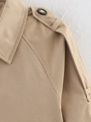 Fashion Regular Fit Plain Turndown Long Sleeve Short Jacket - Image 5