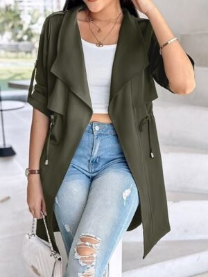 Fashion Regular Fit Plain Turndown Long Sleeve Jacket - Image 5