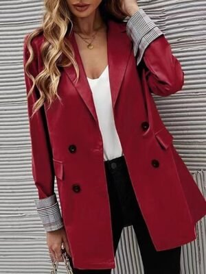 Fashion Regular Fit Plain Turndown Long Sleeve Blazer - Image 6