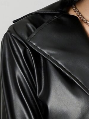 Fashion Regular Fit Plain Turndown Long Sleeve Long Trench Coat - Image 7