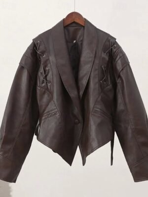 Fashion Regular Fit Plain Turndown Long Sleeve Jacket - Image 7