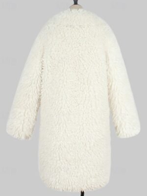 Fashion Regular Fit Plain Turndown Long Sleeve Long Coat - Image 8