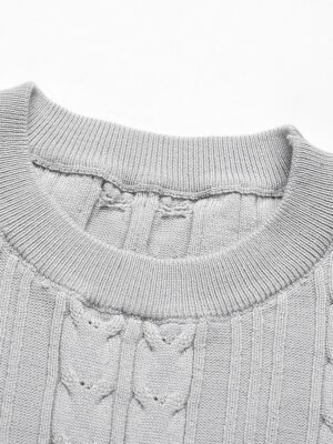 Fashion Regular Fit Pure Colour Crew Neck Long Sleeve Midi Sweater Dress - Image 12