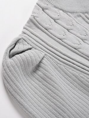 Fashion Regular Fit Pure Colour Crew Neck Long Sleeve Midi Sweater Dress - Image 13