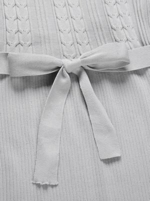 Fashion Regular Fit Pure Colour Crew Neck Long Sleeve Midi Sweater Dress - Image 14