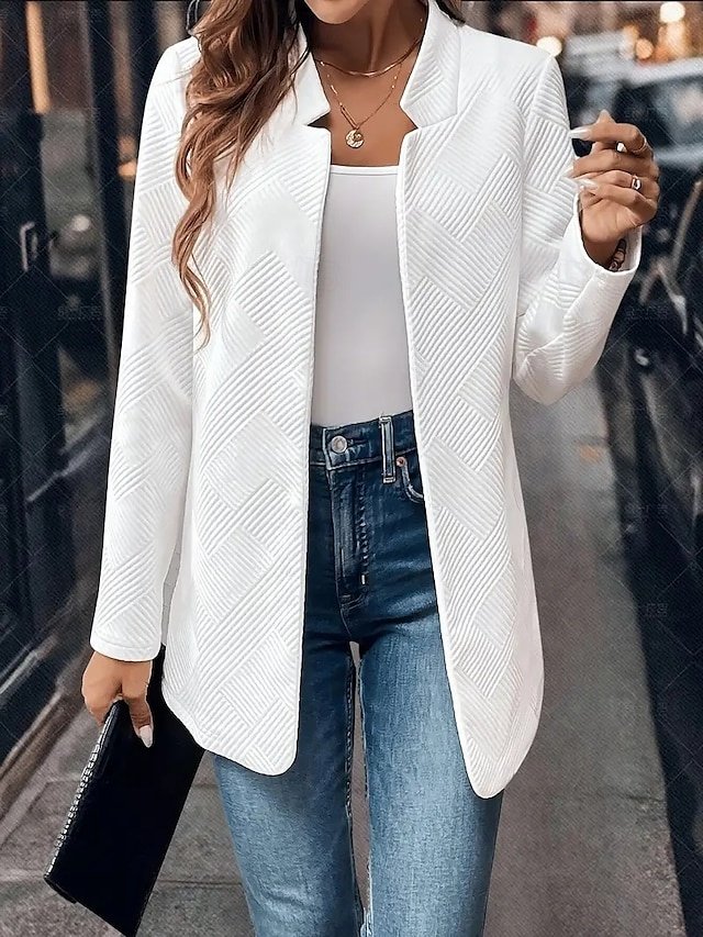Fashion Regular Fit Solid Colour Long Sleeve Winter Blazer - Image 1