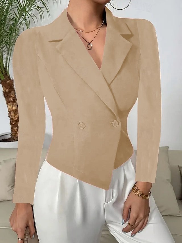 Fashion Regular Fit Solid Colour Long Sleeve Black Blazer - Image 2