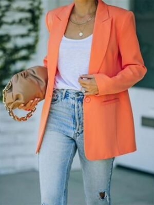 Fashion Regular Fit Solid Colour Long Sleeve Blazer - Image 2